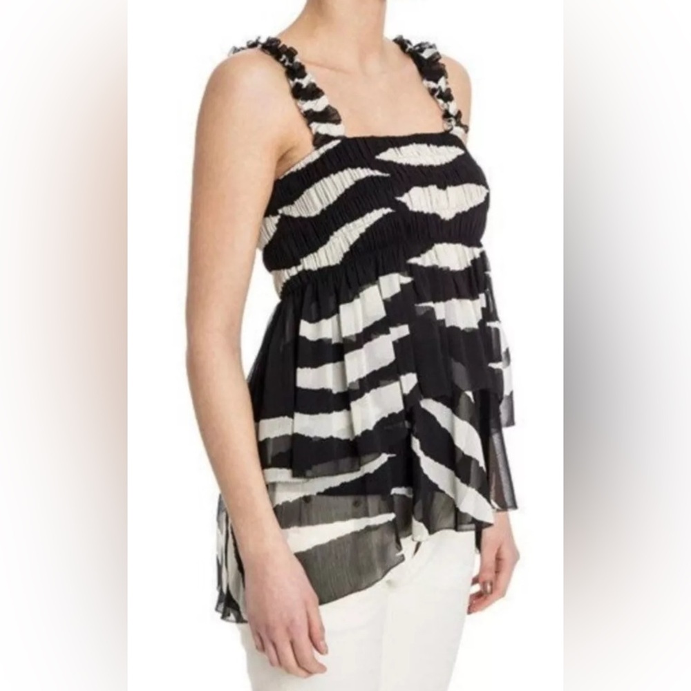 Tory Burch Black and White Zebra-Print Mini Dress